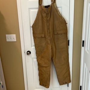 Vintage Eddie Bauer goose down bib overalls.